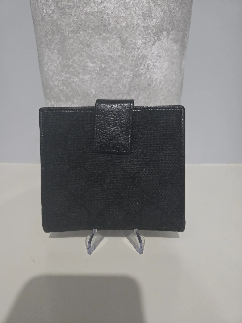 Vintage Gucci GG Monogram Canvas compact french flap wallet / COA Included